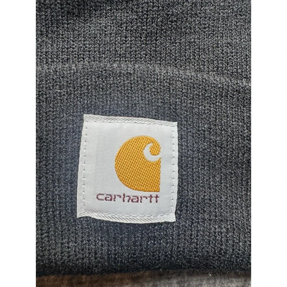 Carhartt Logo Cuffed Beanie Cap Winter Hat Black Men's One Size